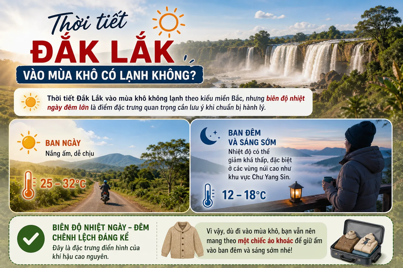 Thời tiết Đắk Lắk vào mùa khô có lạnh không?